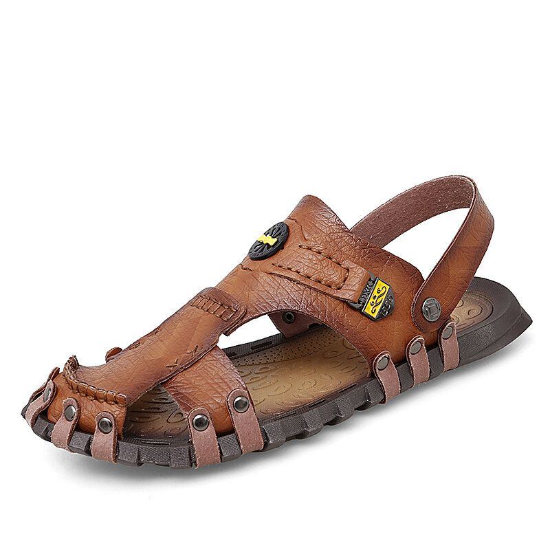 Lässige Weiche Mikrofaser Metallverzierung Für Herren Outdoor Sandalen Zum Hineinschlüpfen