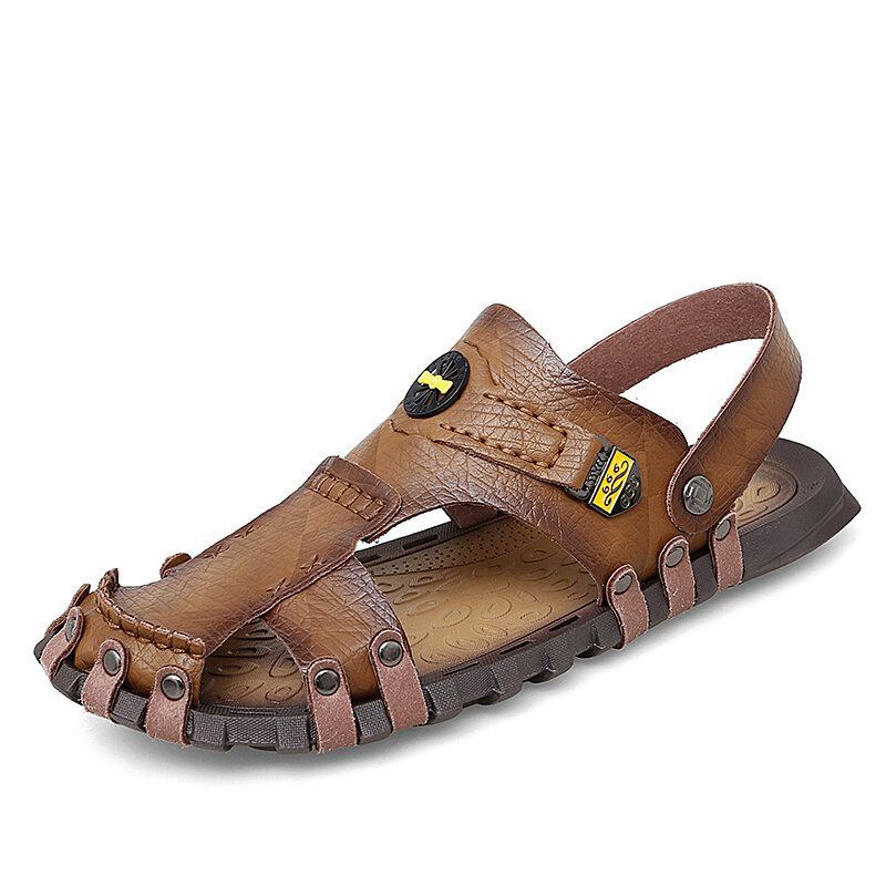 Lässige Weiche Mikrofaser Metallverzierung Für Herren Outdoor Sandalen Zum Hineinschlüpfen