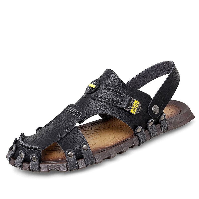 Lässige Weiche Mikrofaser Metallverzierung Für Herren Outdoor Sandalen Zum Hineinschlüpfen