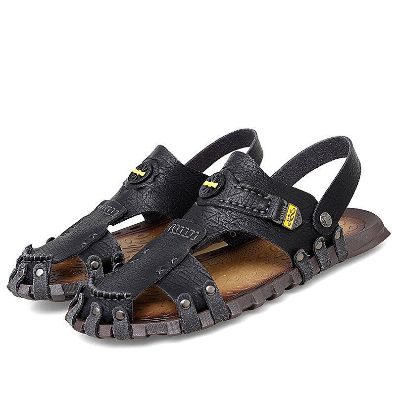 Lässige Weiche Mikrofaser Metallverzierung Für Herren Outdoor Sandalen Zum Hineinschlüpfen