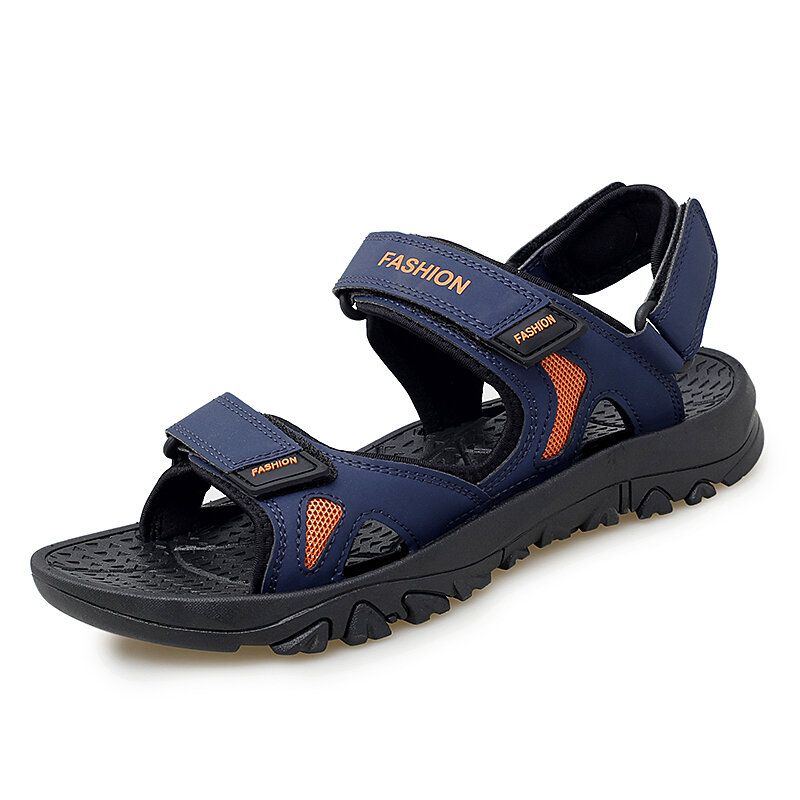 Herren Lässige Outdoor Buchstabenmuster Klettverschluss Strandsandalen