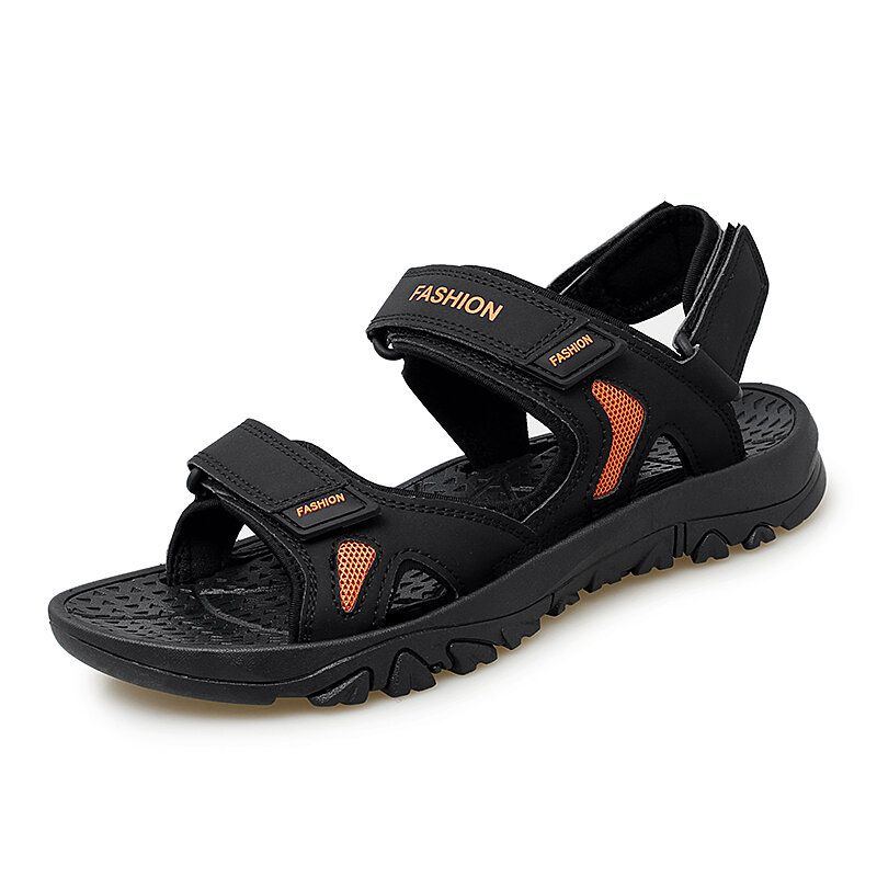 Herren Lässige Outdoor Buchstabenmuster Klettverschluss Strandsandalen