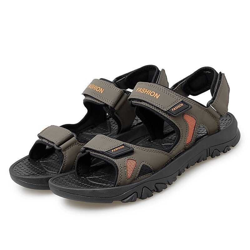 Herren Lässige Outdoor Buchstabenmuster Klettverschluss Strandsandalen