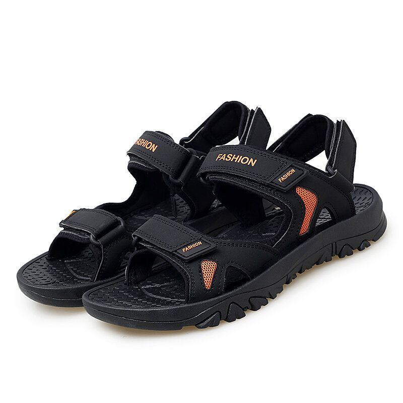 Herren Lässige Outdoor Buchstabenmuster Klettverschluss Strandsandalen