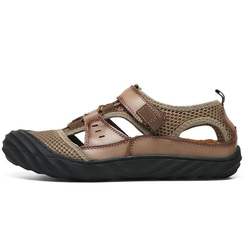 Herren Mikrofaser Atmungsaktives Mesh Aushöhlen Weicher Boden Rutschfeste Outdoor Casual Strandsandalen