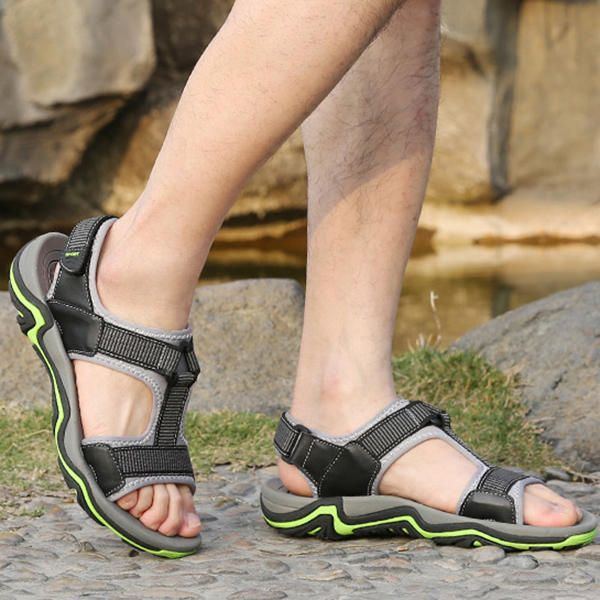 Herren Open Toe Hook Loop Verschleißfeste Außensohle Atmungsaktive Sandalen Schuhe