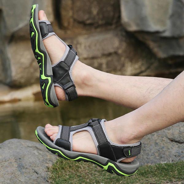 Herren Open Toe Hook Loop Verschleißfeste Außensohle Atmungsaktive Sandalen Schuhe