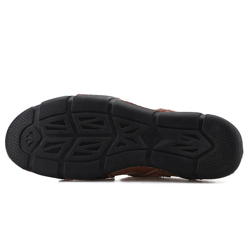 Herren Rindsleder Ausgehöhlt Atmungsaktive Soft Bottom Slip On Outdoor Lässige Strandsandalen