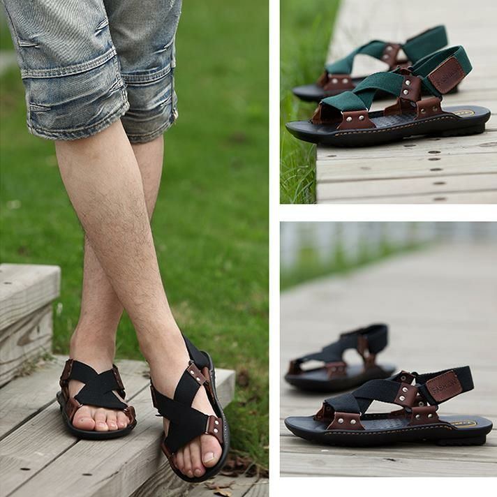 Herren Weave Band Opened Toe Rutschfeste Lässige Outdoor Sandalen