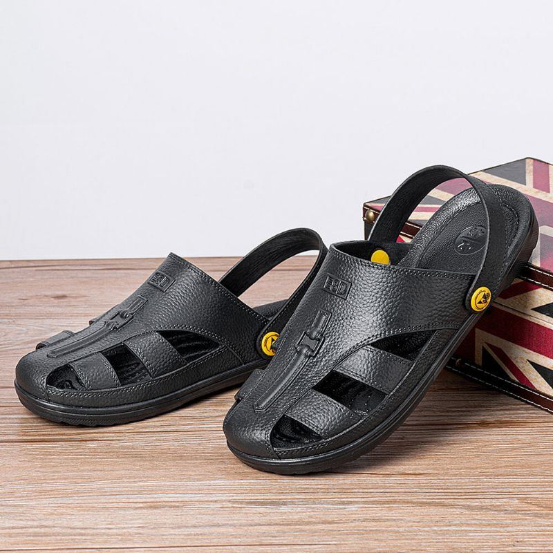 Men Close Toe Atmungsaktive Pu Leder Fischer Freizeitsandalen