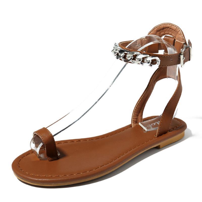 Roman Metallkette Damenschuhe Clip Toe Sandalen