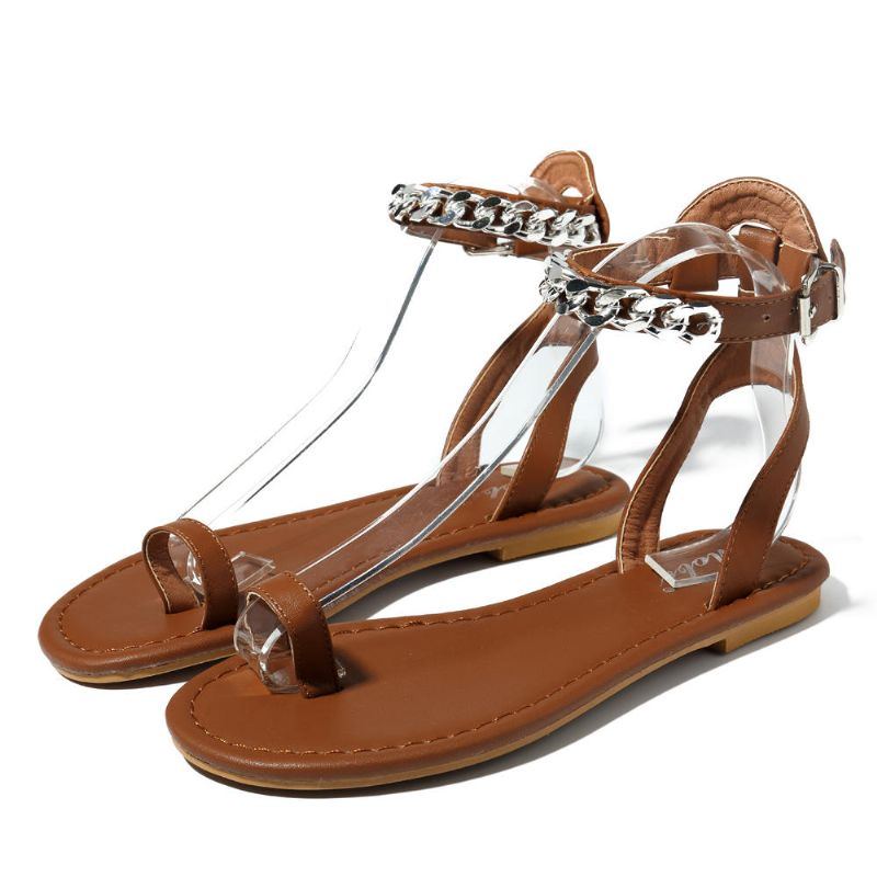 Roman Metallkette Damenschuhe Clip Toe Sandalen