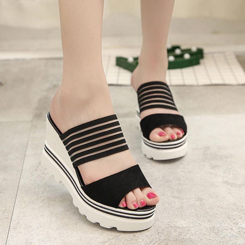 Sommer Damen Open Toe Wedge Sandalen Bequeme Slipper Schuhe