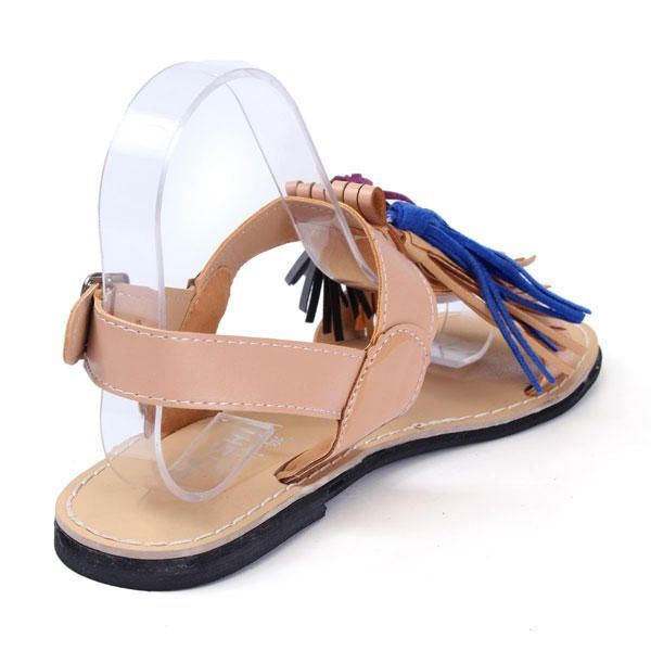 Sommer Damen Quasten Fransen Slingback Flache Sandalen Mokassins Schuhe