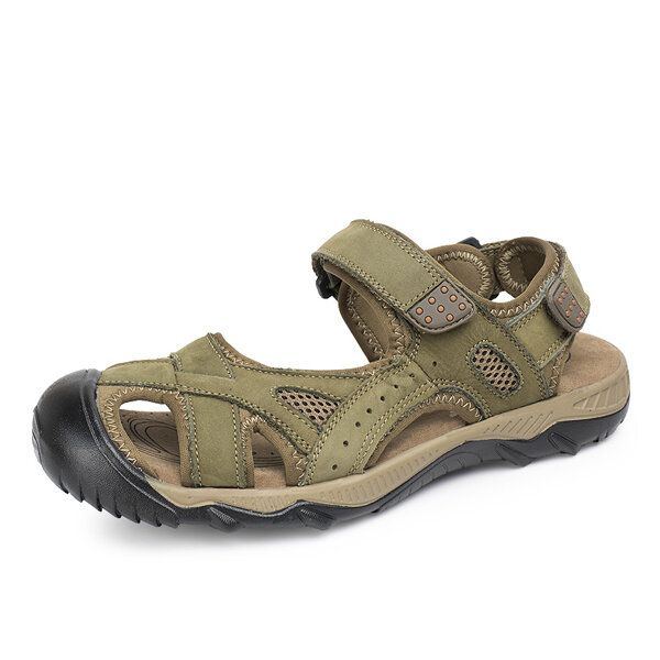 Sommer Strand Sandalen Für Herren Atmungsaktive Lederschuhe Magic Stick Anpassungsschuhe