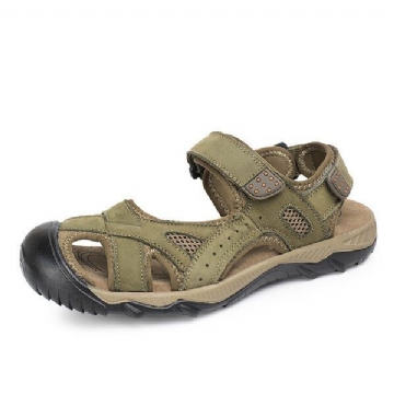 Sommer Strand Sandalen Für Herren Atmungsaktive Lederschuhe Magic Stick Anpassungsschuhe