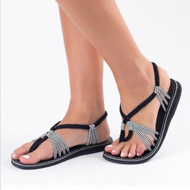 Sommer Strand Sandalen Mit Geflochtenen Riemen Für Damen