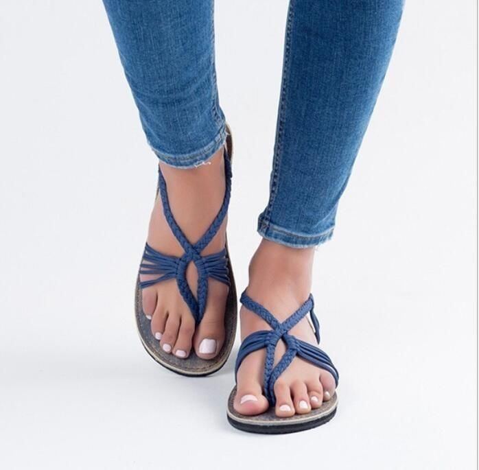 Sommer Strand Sandalen Mit Geflochtenen Riemen Für Damen