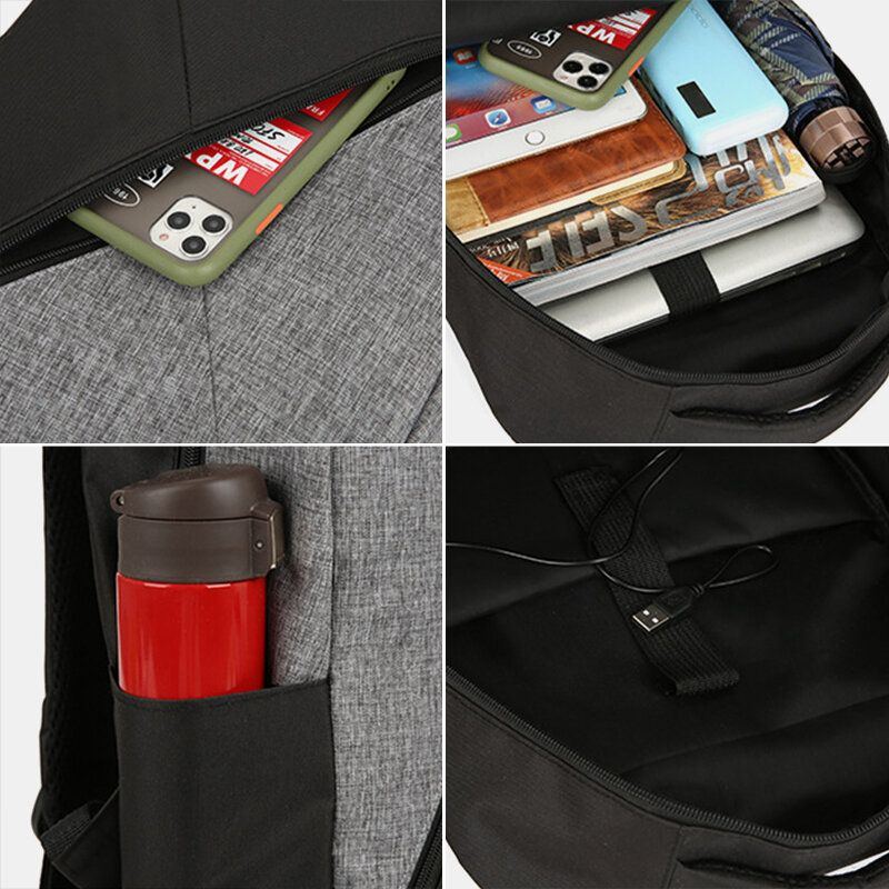 3pcs Herren Oxford Verschleißfest Atmungsaktiv Patchwork Große Kapazität Lässig Rucksack Brusttasche Umhängetasche