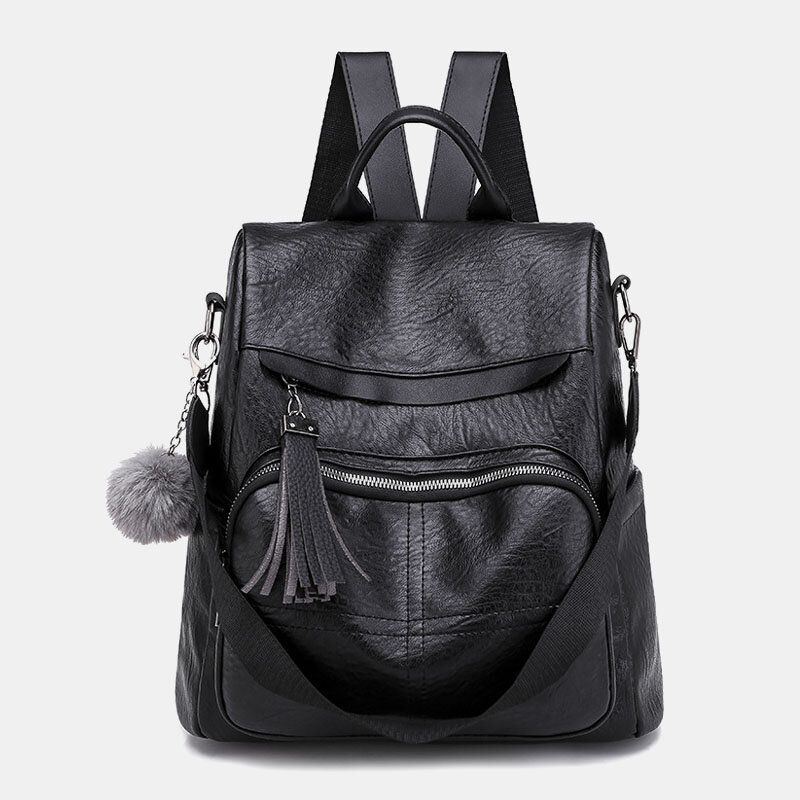 Anti Diebstahl Rucksack Für Damen Multifunktionale Tasche Mit Quaste Und Reißverschluss