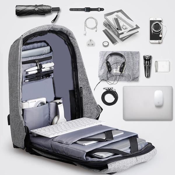 Anti Diebstahl Rucksack Für Herren Wasserdichte Reisetasche Mit Usb Ladeanschluss Und Audioanschluss