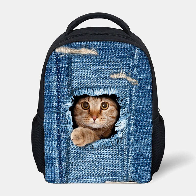 Damen Kind Unisex 3d Tier Kreativ Cartoon Niedlich Katze Druck Casual Outdoor Rucksack Schultasche