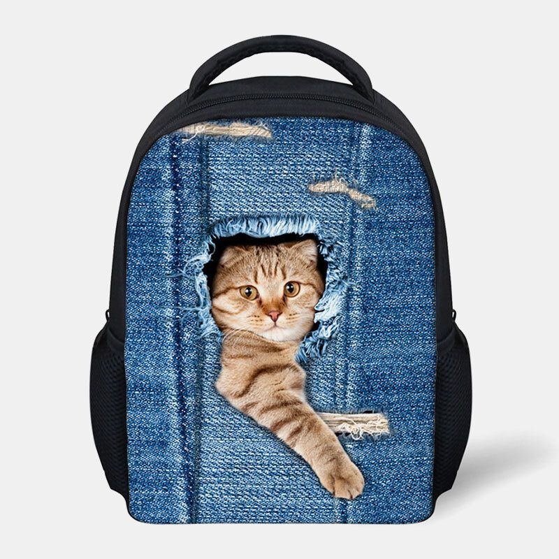 Damen Kind Unisex 3d Tier Kreativ Cartoon Niedlich Katze Druck Casual Outdoor Rucksack Schultasche