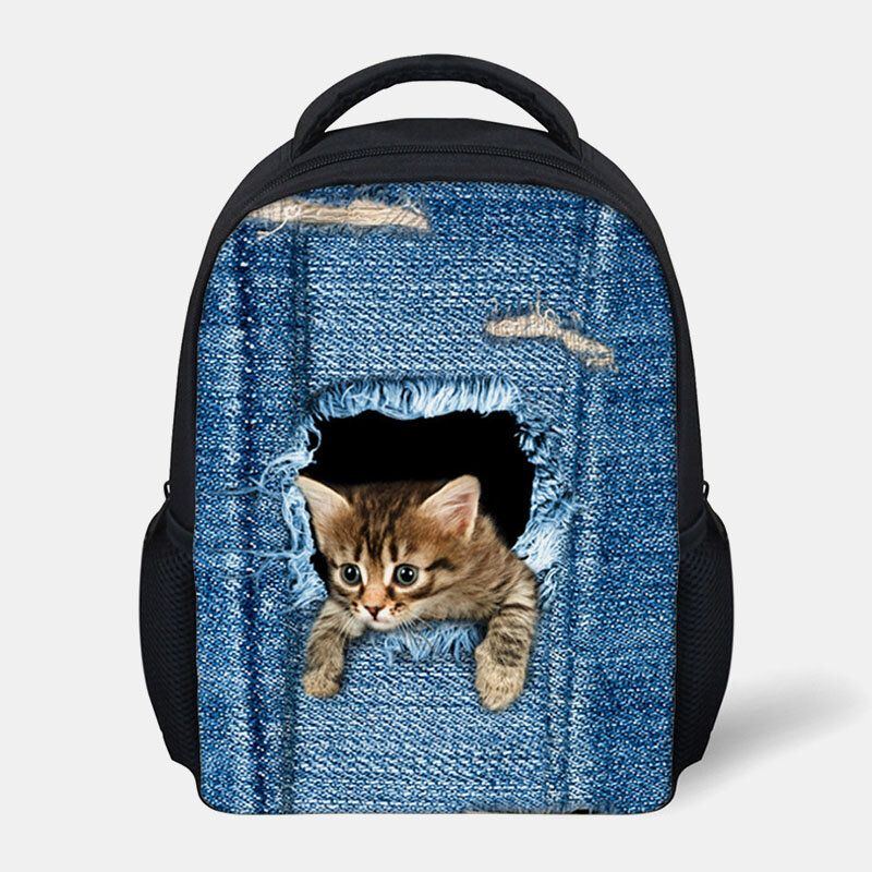 Damen Kind Unisex 3d Tier Kreativ Cartoon Niedlich Katze Druck Casual Outdoor Rucksack Schultasche