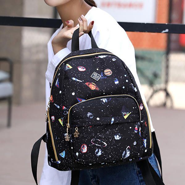 Damen Nylon Rucksack Mit Sternenhimmel Muster