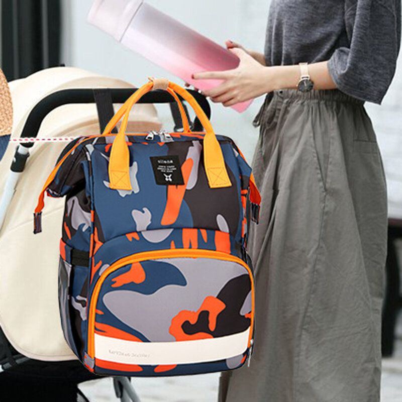 Damen Oxford Camo Multifunktionaler Wasserdichter Rucksack Mit Großem Fassungsvermögen Mommy Bag