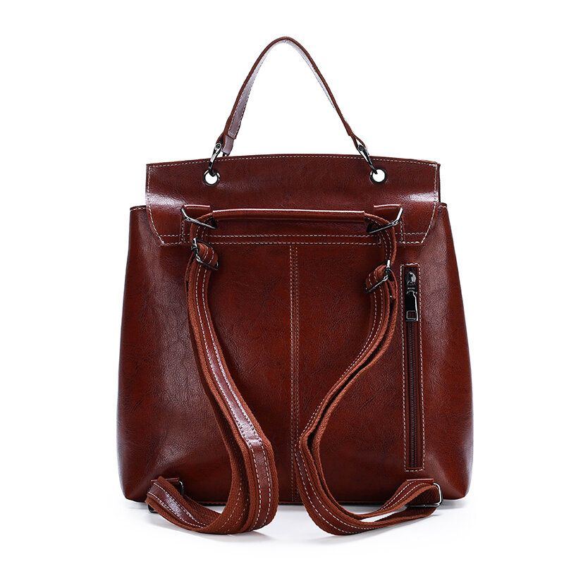 Damen Pu Leder Solid Double Straps Fashion Rucksack