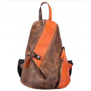 Damen Retro Echtleder Vintage Craft Rucksack