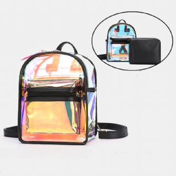 Damen 2pcs Transparent Jelly Multi Carry Mini Rucksack Umhängetasche Handtasche