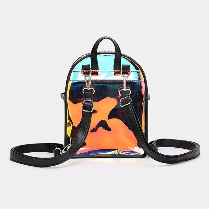 Damen 2pcs Transparent Jelly Multi Carry Mini Rucksack Umhängetasche Handtasche