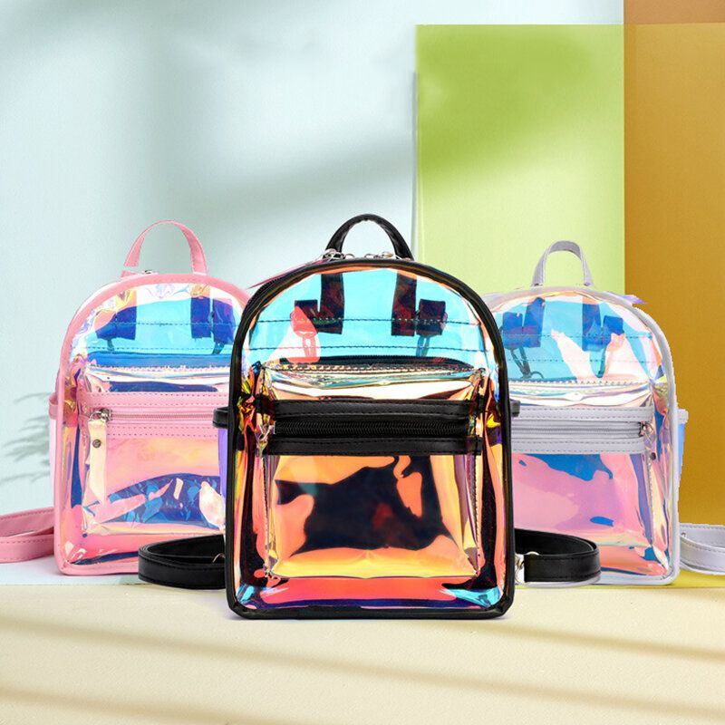 Damen 2pcs Transparent Jelly Multi Carry Mini Rucksack Umhängetasche Handtasche