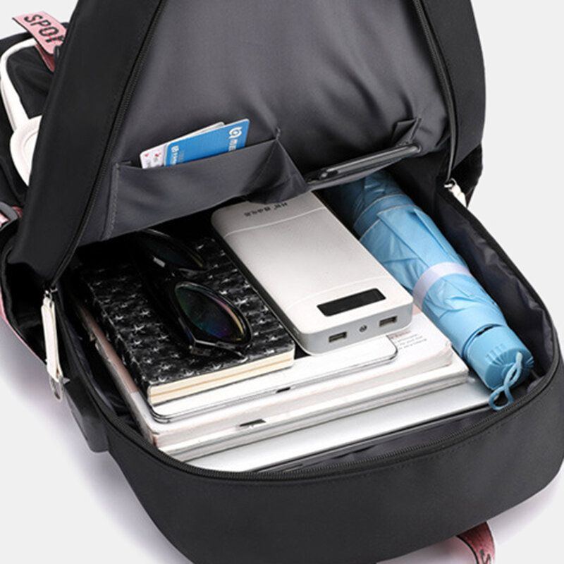 Damen Drucken Usb Laderucksack Mit Großer Kapazität Schülerschultasche