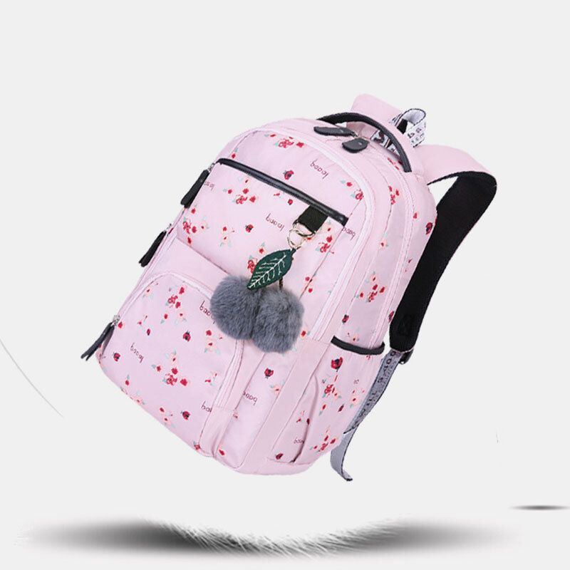 Damen Fluffy Ball Print Anti Diebstahl Multifunktions Laptop Rucksack