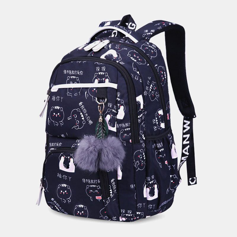 Damen Fluffy Ball Print Anti Diebstahl Multifunktions Laptop Rucksack