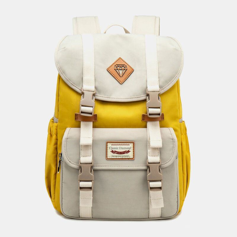 Damen Große Kapazitäts Segeltuch Mehrfarbige Zufällige Patchwork Rucksack Tägliche Tasche