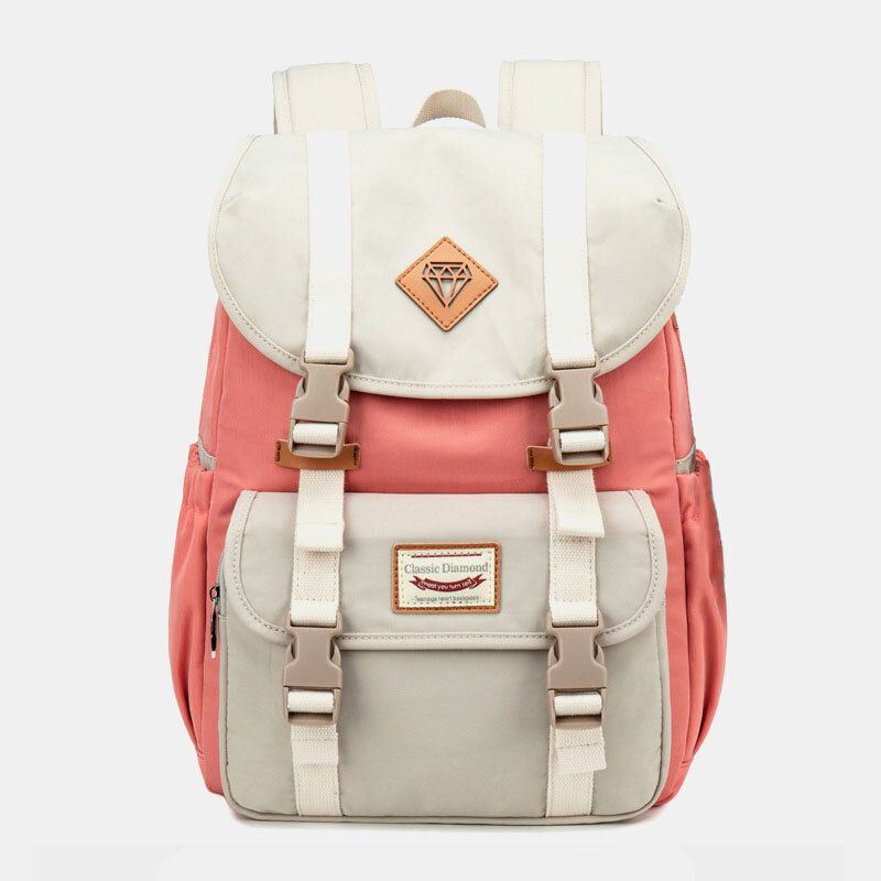 Damen Große Kapazitäts Segeltuch Mehrfarbige Zufällige Patchwork Rucksack Tägliche Tasche