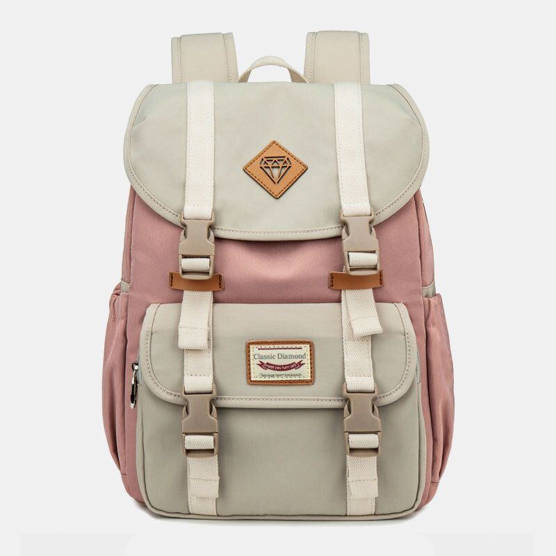 Damen Große Kapazitäts Segeltuch Mehrfarbige Zufällige Patchwork Rucksack Tägliche Tasche