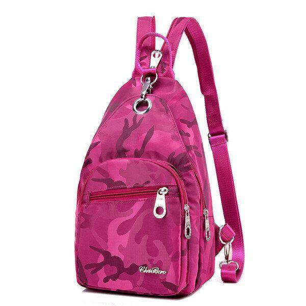 Damen Nylon Camouflage Rucksack Mädchen Outdoor Sport Multifunktions Brusttaschen Umhängetaschen