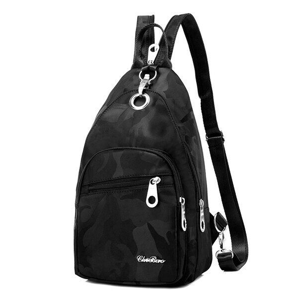 Damen Nylon Camouflage Rucksack Mädchen Outdoor Sport Multifunktions Brusttaschen Umhängetaschen