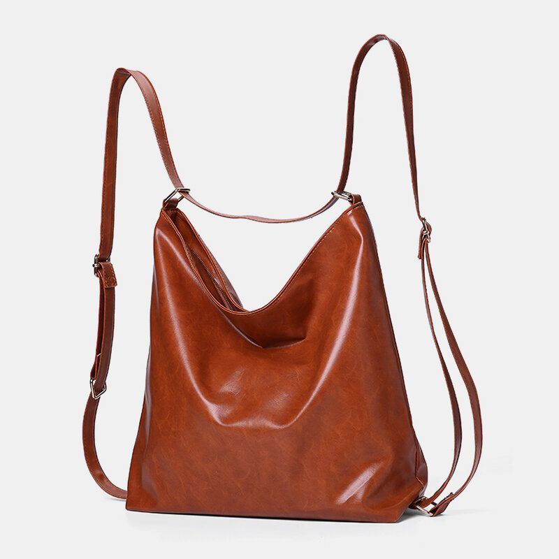 Damen Oil Wax Leather Große Kapazität Rucksack Umhängetasche Umhängetasche Geldbörse Windeltasche Hobo Bag Hobo Bag