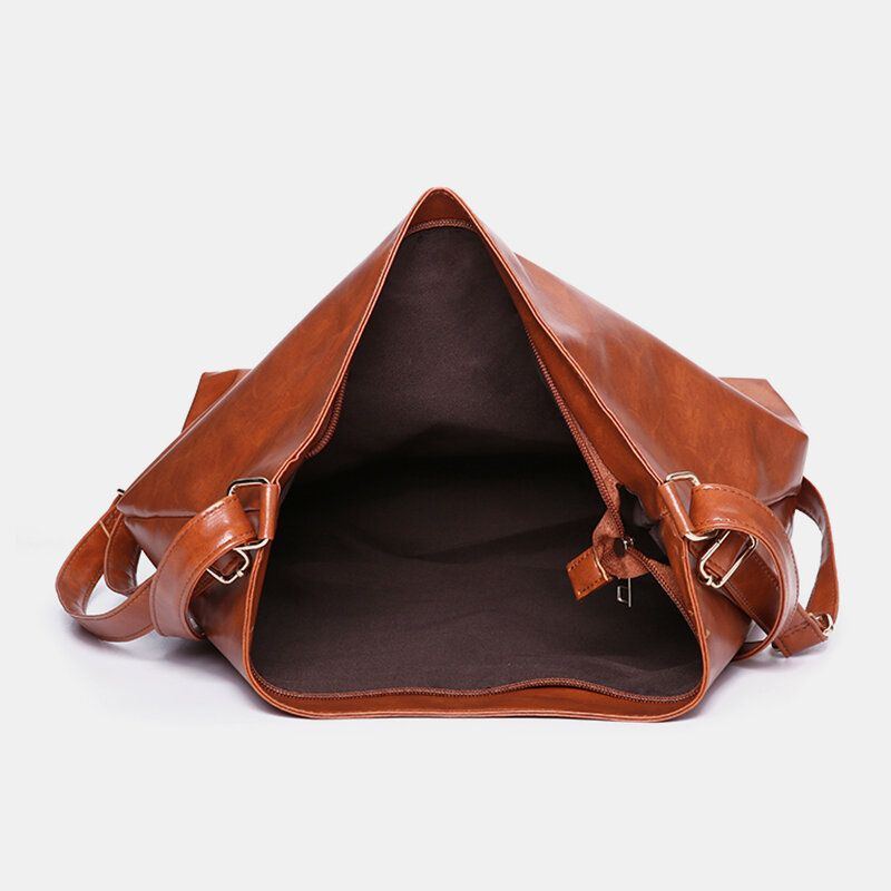 Damen Oil Wax Leather Große Kapazität Rucksack Umhängetasche Umhängetasche Geldbörse Windeltasche Hobo Bag Hobo Bag