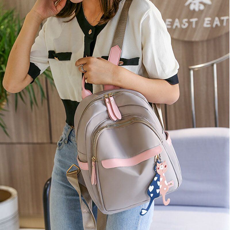 Damen Oxford Wasserdicht Cartoon Multi Carry Patchwork Casual Rucksack