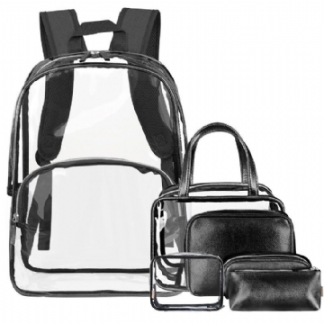 Damen Transparent Clear Jelly Patchwork Pvc Strandtasche Rucksack Handtasche