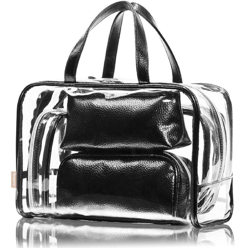 Damen Transparent Clear Jelly Patchwork Pvc Strandtasche Rucksack Handtasche