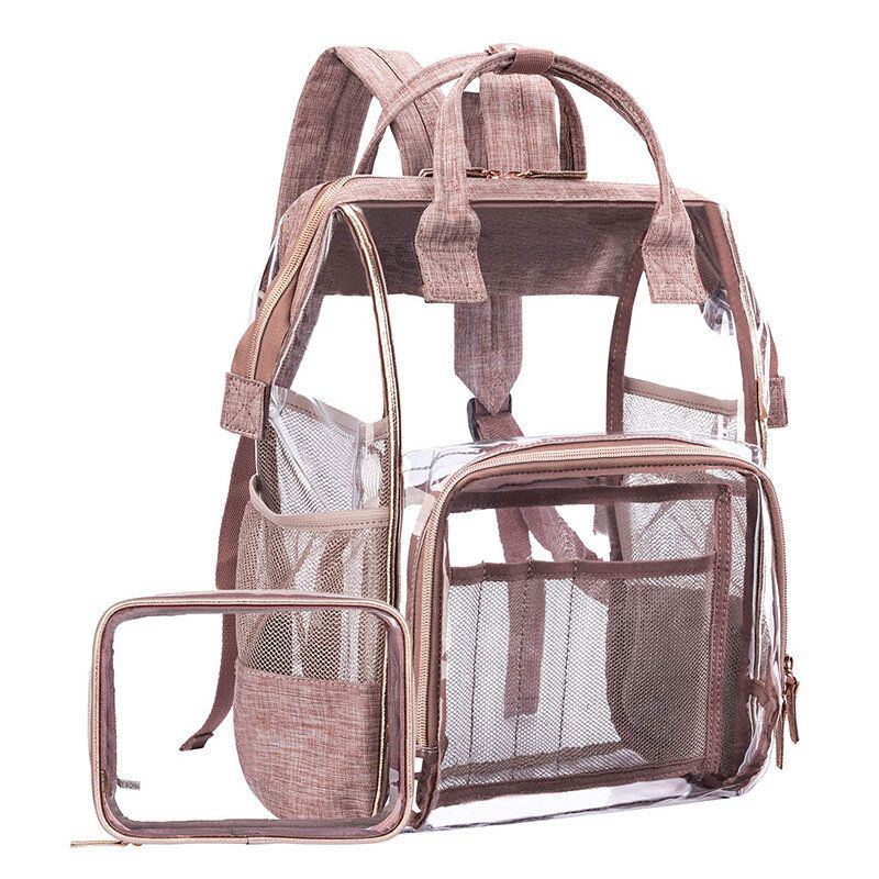 Damen Transparent Clear Jelly Patchwork Pvc Strandtasche Rucksack Handtasche