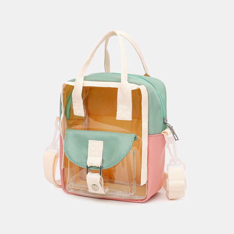 Damen Transparenter Patchwork Wasserdichter Rucksack Schultasche